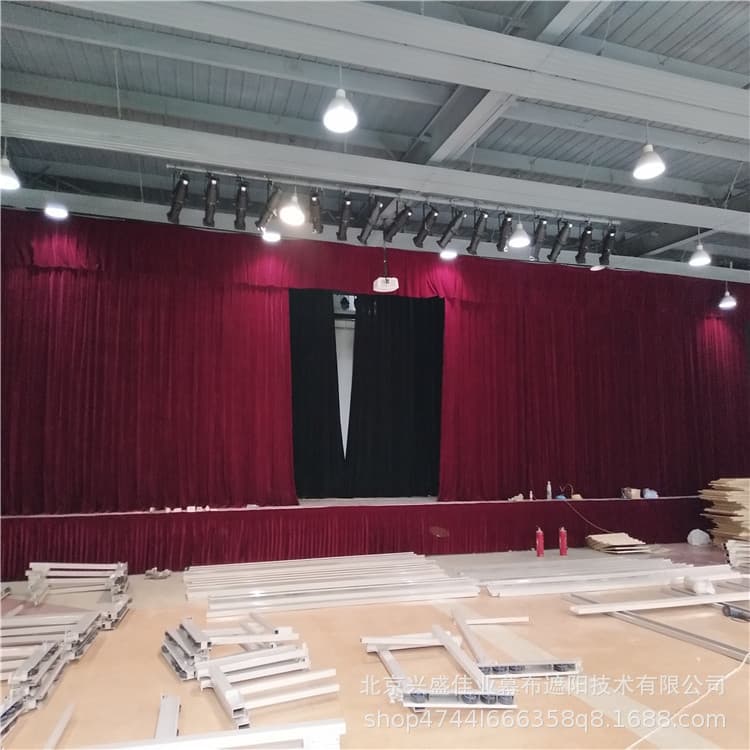 Weihai Theater Performance Lift Curtain Flame Retardant Fireproof Curtain Conference Background Curtain School Lecture Hall Curtain
