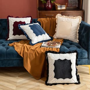 French Lace Throw Pillow Sofa Back Cushion Light Luxury Window Sill Cushion Living Room Decorative Back Cushion Cover Office Chair Backrest