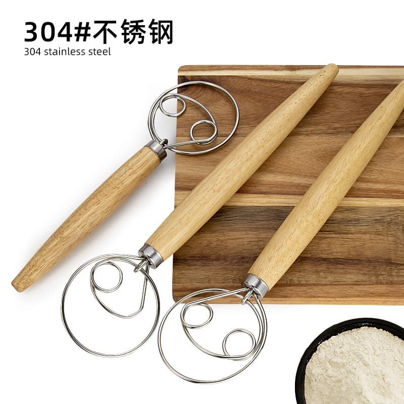 Amazon Cross-Border Supply Danish Dough Mixing Rod 304 Stainless Steel Coil Whisk Flour Mixer