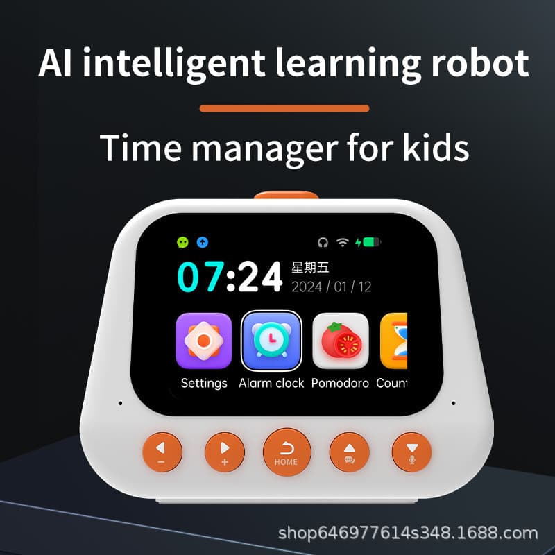 Export version smart alarm clock for students, AI voice time manager, CE RoHS certified European version.