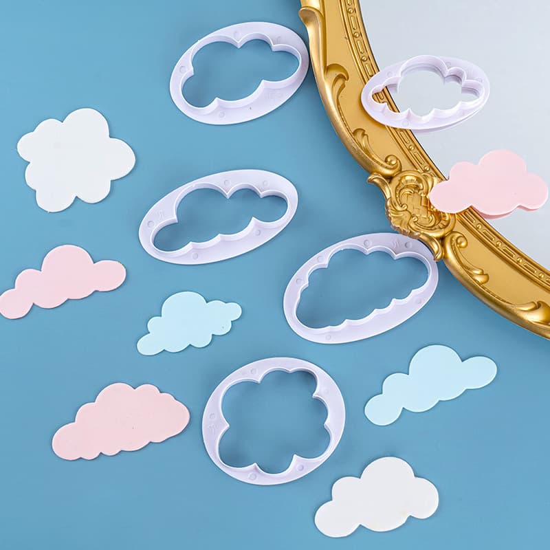 Cloud Plastic Cutter Mold White Cloud Fondant Cookie Chocolate Press Stamp Mold Cake DIY Decoration Baking Mold