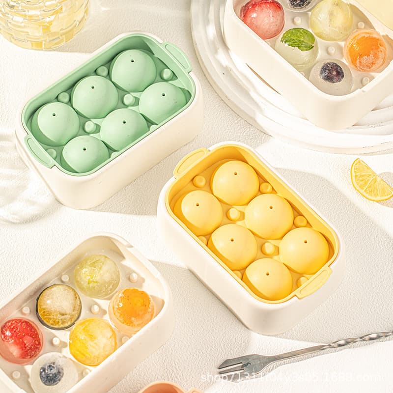 Round Ice Ball Mold Food Grade Ice Cube Tray Plastic Ice Ball Maker 6 Grid Round Ice Mold for Home Use Quick Freeze