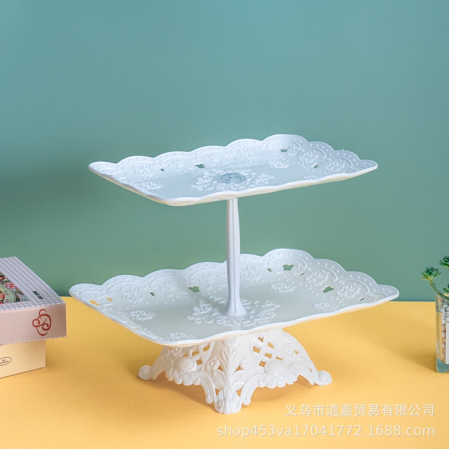 Dessert Table Plate Display Stand Two-Tier Fruit Snack Tray Wedding Decoration Living Room Display Stand Unique Fruit Tray
