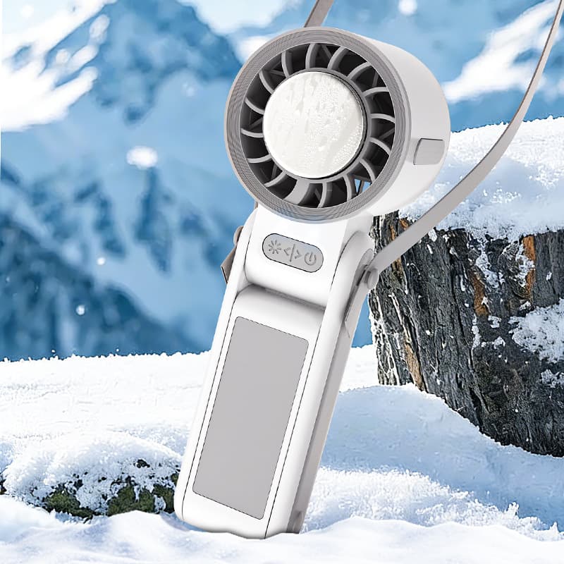 Cross-border Summer Toy Cooling Mini Fan USB Rechargeable Foldable Ice Compress Handheld Fan Phone Stand Digital Display