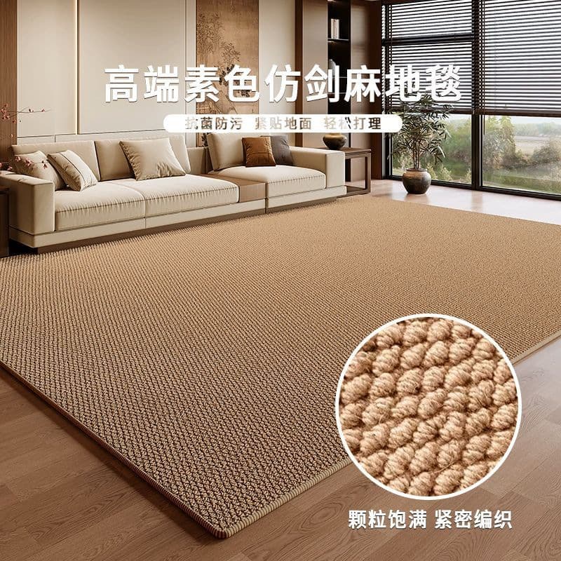Sisal Carpet for Living Room, Large Area Full Coverage Carpet for Bedroom, Cat Scratch Resistant Mat, Solid Color Pineapple Loop Carpet