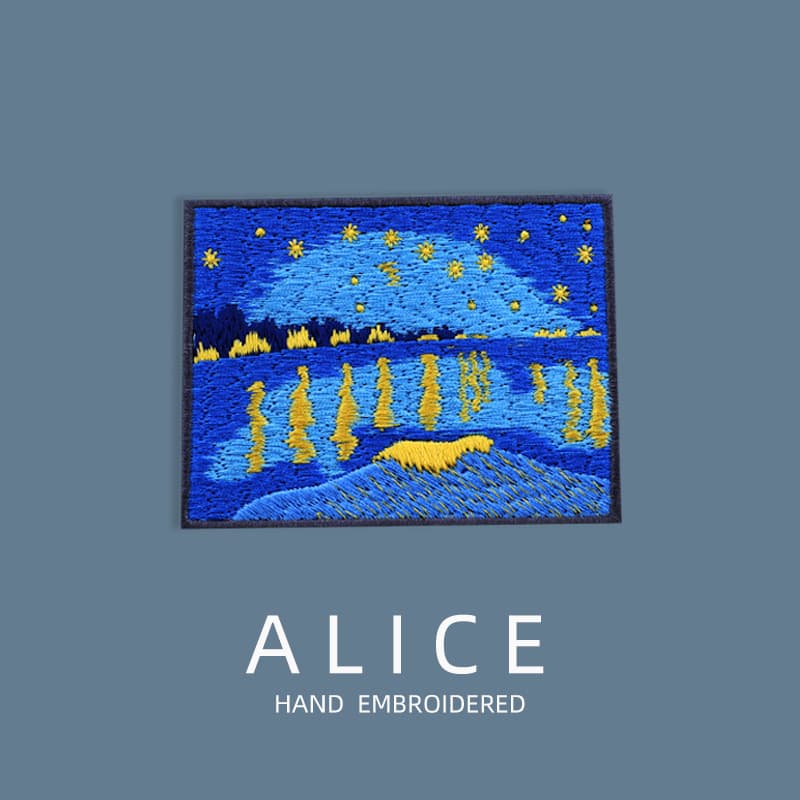 Famous Painting Series Large Embroidery Patch, Clothing Repair Patch for Longchamp Bags and Down Jackets, Fashion DIY Decorative Hole Repair Sticker