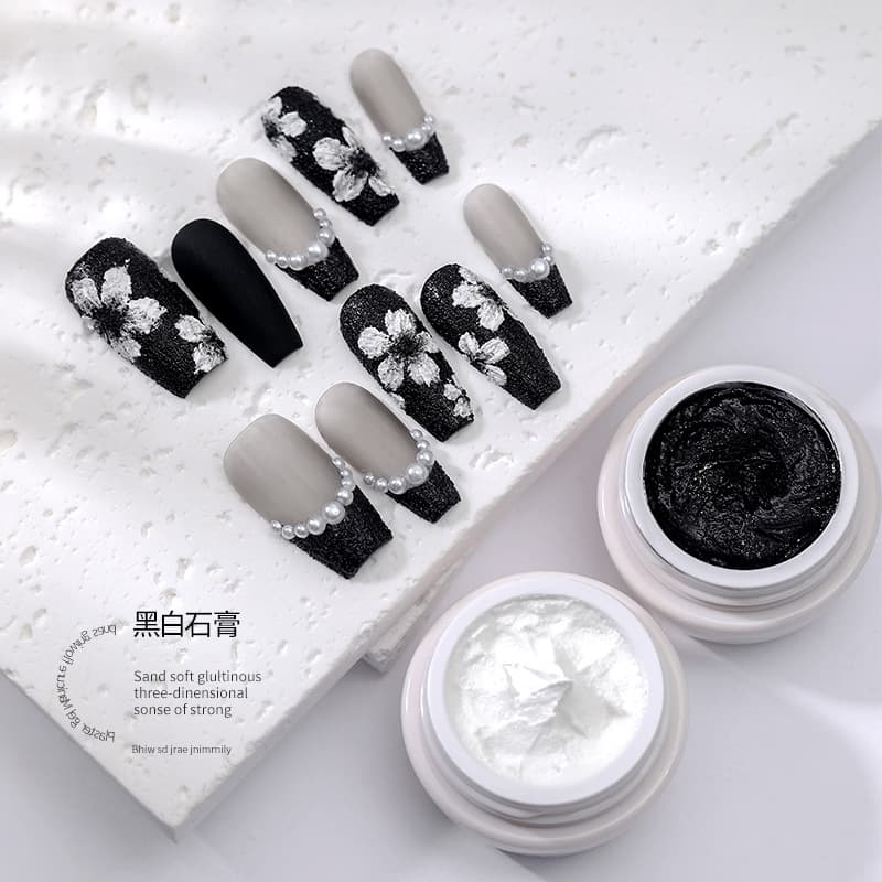 3D Shaping Washless Gypsum Flocking Baroque Micro Carving Colored Flowing Sand Black And White Flocking for Sculpture And Decoration
