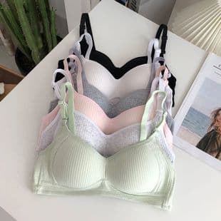 Japanese Simple Teen Bra, Wire-Free Bra for High School Girls, Small Bust Push-Up, Anti-Sagging, Concealing Side Fat, Thin
