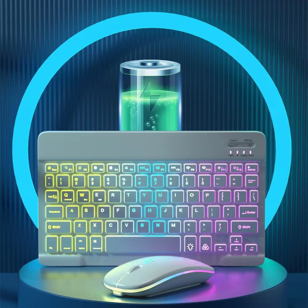 Wireless backlit Bluetooth keyboard suitable for ipad mobile phone tablet RGB colorful gradient luminous keyboard and mouse set