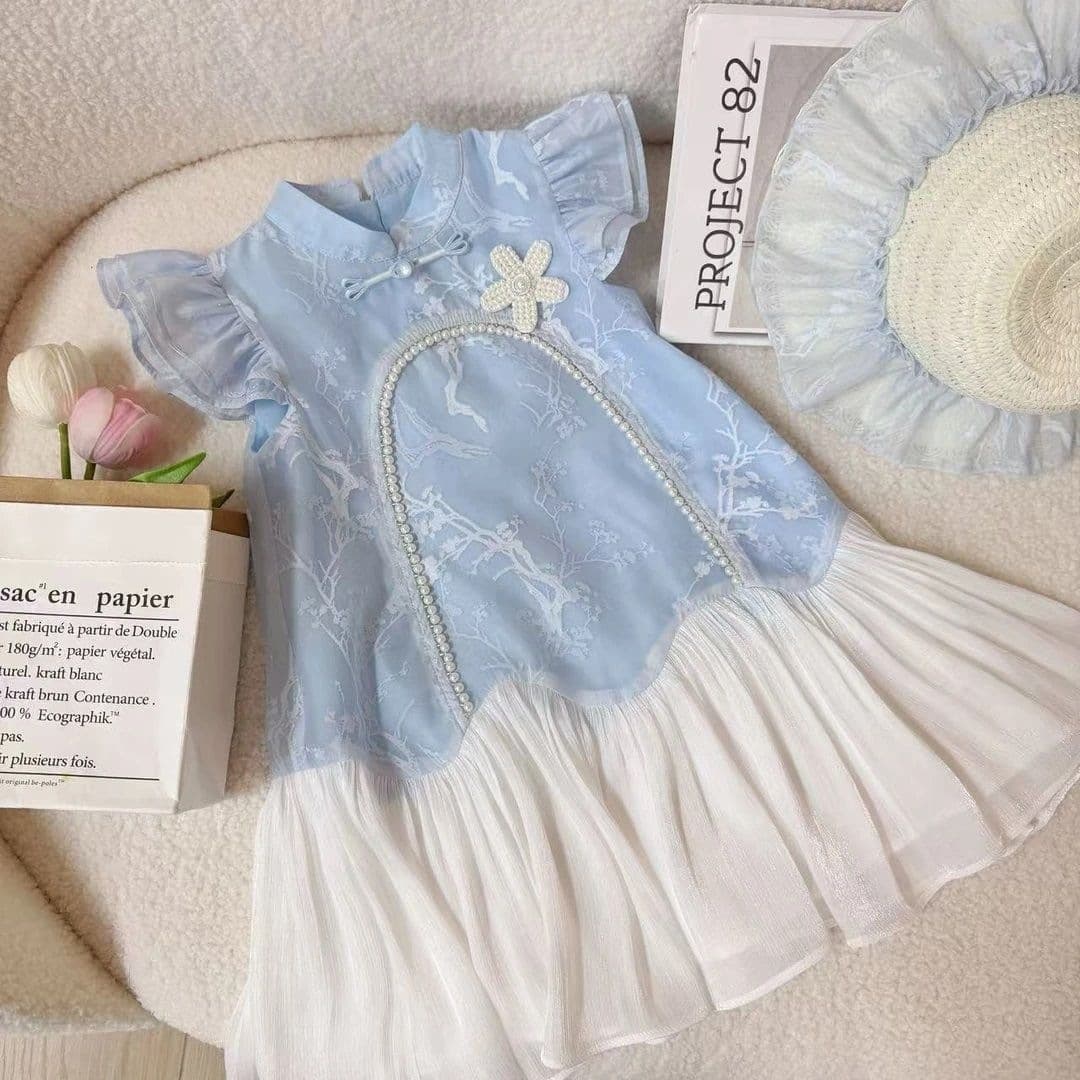 Girls Chinese Style New Summer Cheongsam Dress Kids Fashionable Hanfu Baby Dress