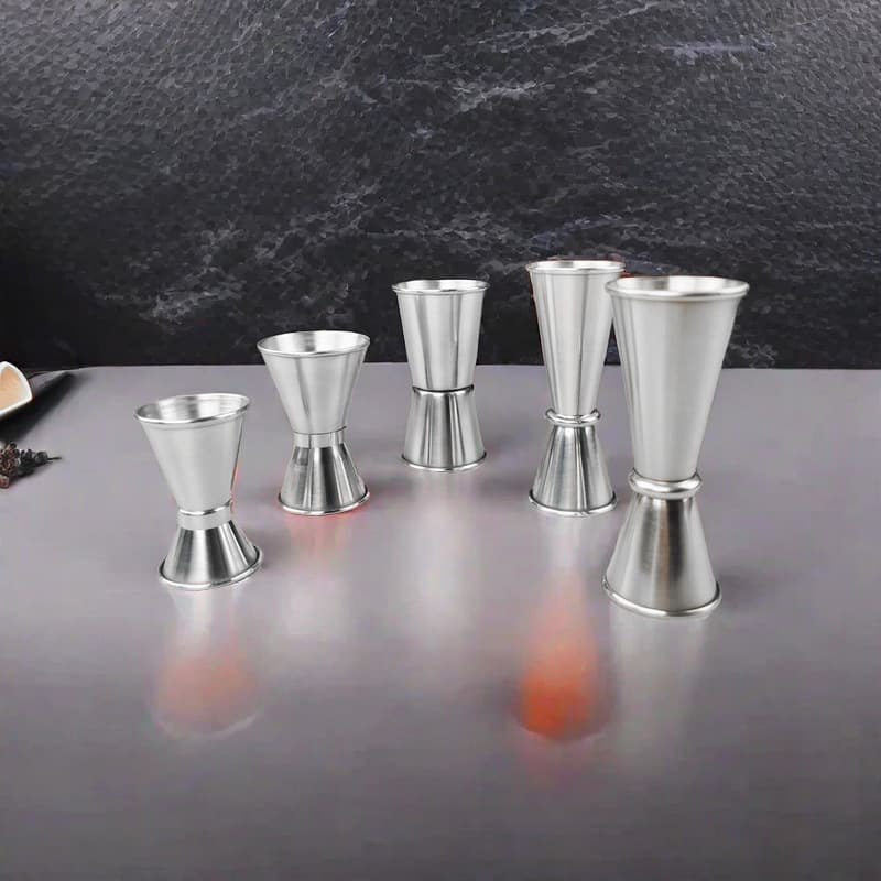 Rolled-edge stainless steel double-headed bar measuring cup, cocktail measuring cup, ounce cup, bar counter measuring cup wholesale