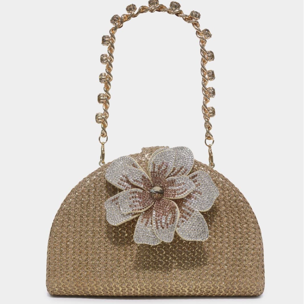 Cross-border popular wholesale luxury shiny straw applique high-end rhinestone handbag for women luxury chain evening bag