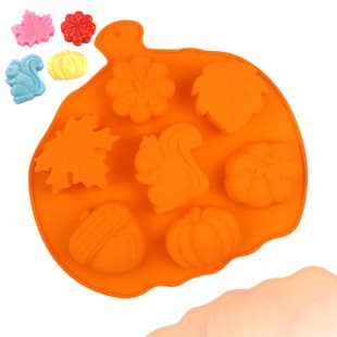 Jianmei In Stock Cartoon Silicone Mold 7-Cell Pumpkin Leaf DIY Pastry Mold Handmade Cake Mold Resin Casting