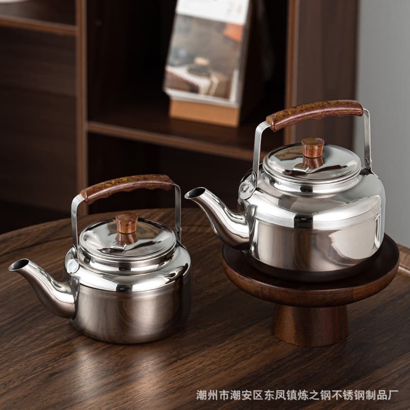 Cross-border stainless steel lily teapot, household and commercial use, silent kettle, large capacity, restaurant, gas stove, teapot, hot water kettle