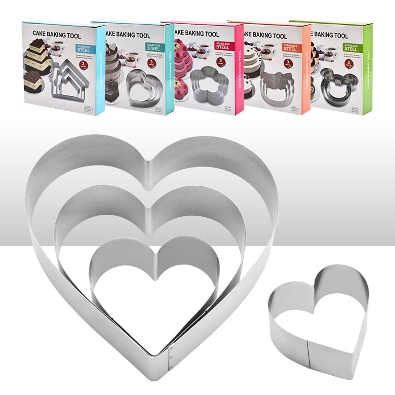 Stainless Steel Heart-shaped Mousse Cake Mold Layered Cut Mold Petal-shaped Steamed Cake Baking Tools Kitchen Utensils