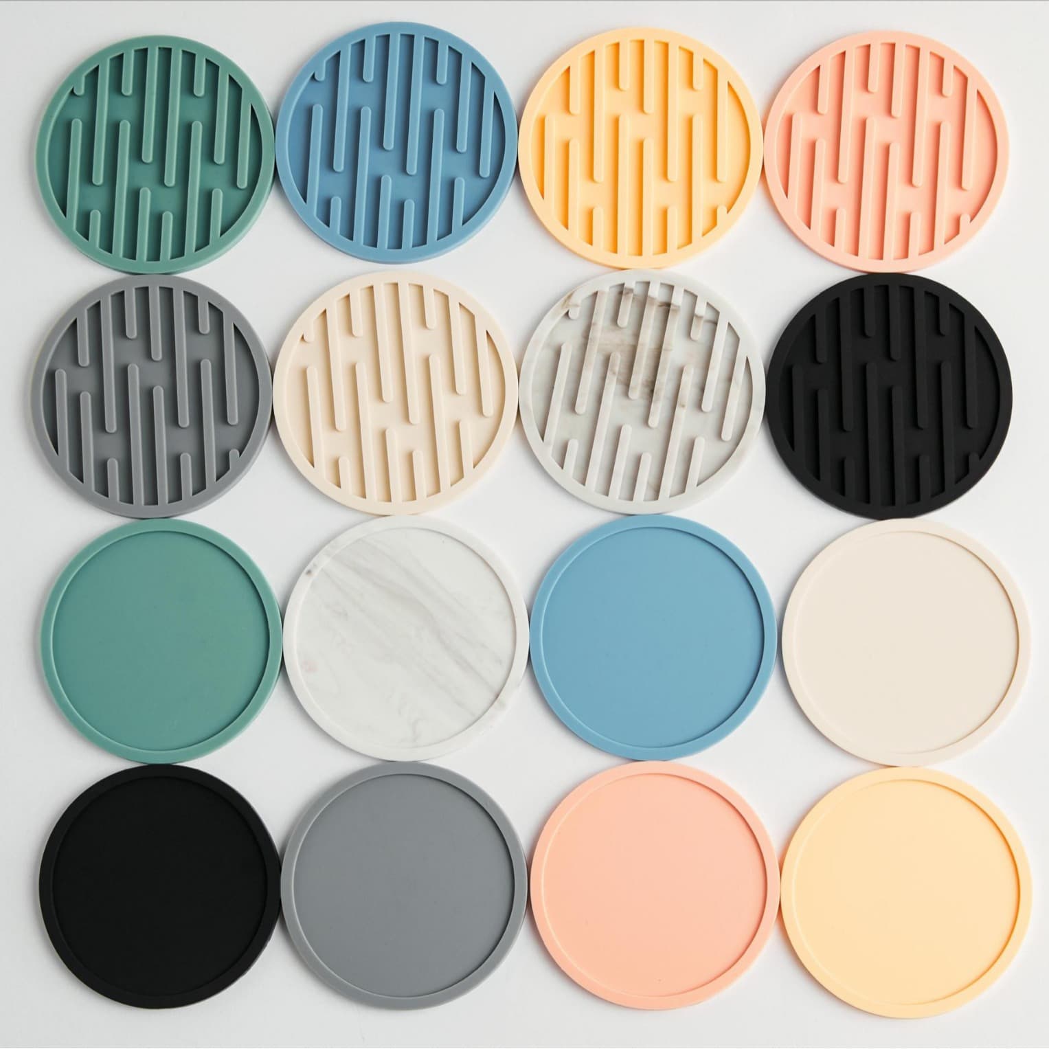 Cross-border Silicone Drainage Heat-insulating Coaster Marble Pattern Thickened Coaster Nordic Style Household Bowl Mat Heat-insulating Pad