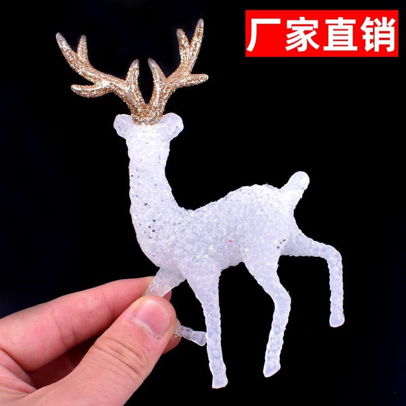 Viral Christmas Crystal Deer Cake Decoration Glitter Reindeer Figurine Goddess Birthday Baking Dessert Decor