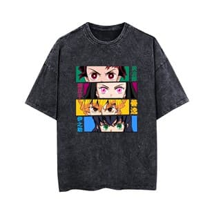 Distressed T-Shirt Custom Logo, AliExpress Anime Cartoon Vintage Unisex Washed Short Sleeve T-Shirt
