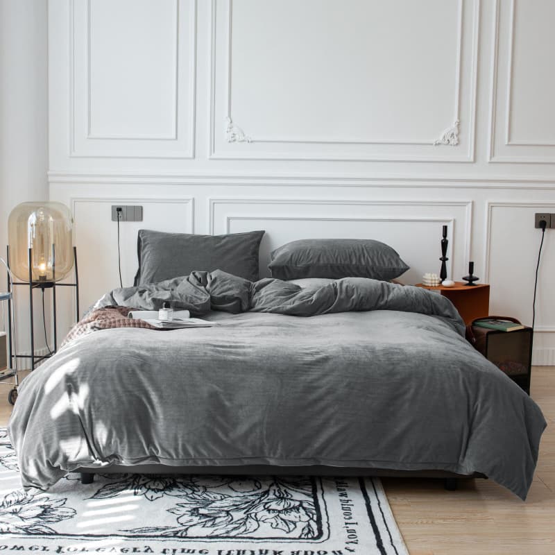 Amazon Crystal Fleece Duvet Cover 3-Piece Set Thickened Warm Cross-border Export Pillowcase Winter Extra Large Duvet Cover