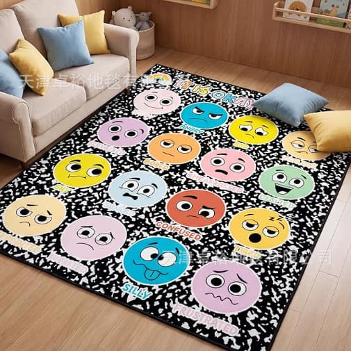 Amazon Smiley Cartoon Carpet Kindergarten Children's Educational Game Floor Mat Living Room Decoration Velvet Soft Mat