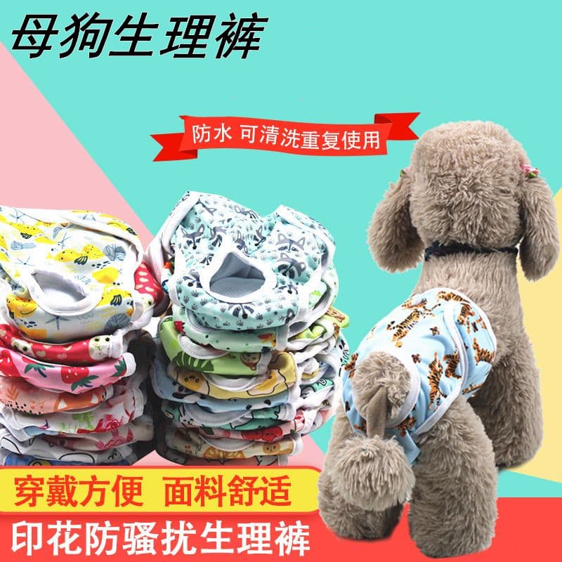 Amazon Pet Physiological Pants Printed Anti-Harassment Menstrual Dog Diaper Mother Dog Physiological Pants