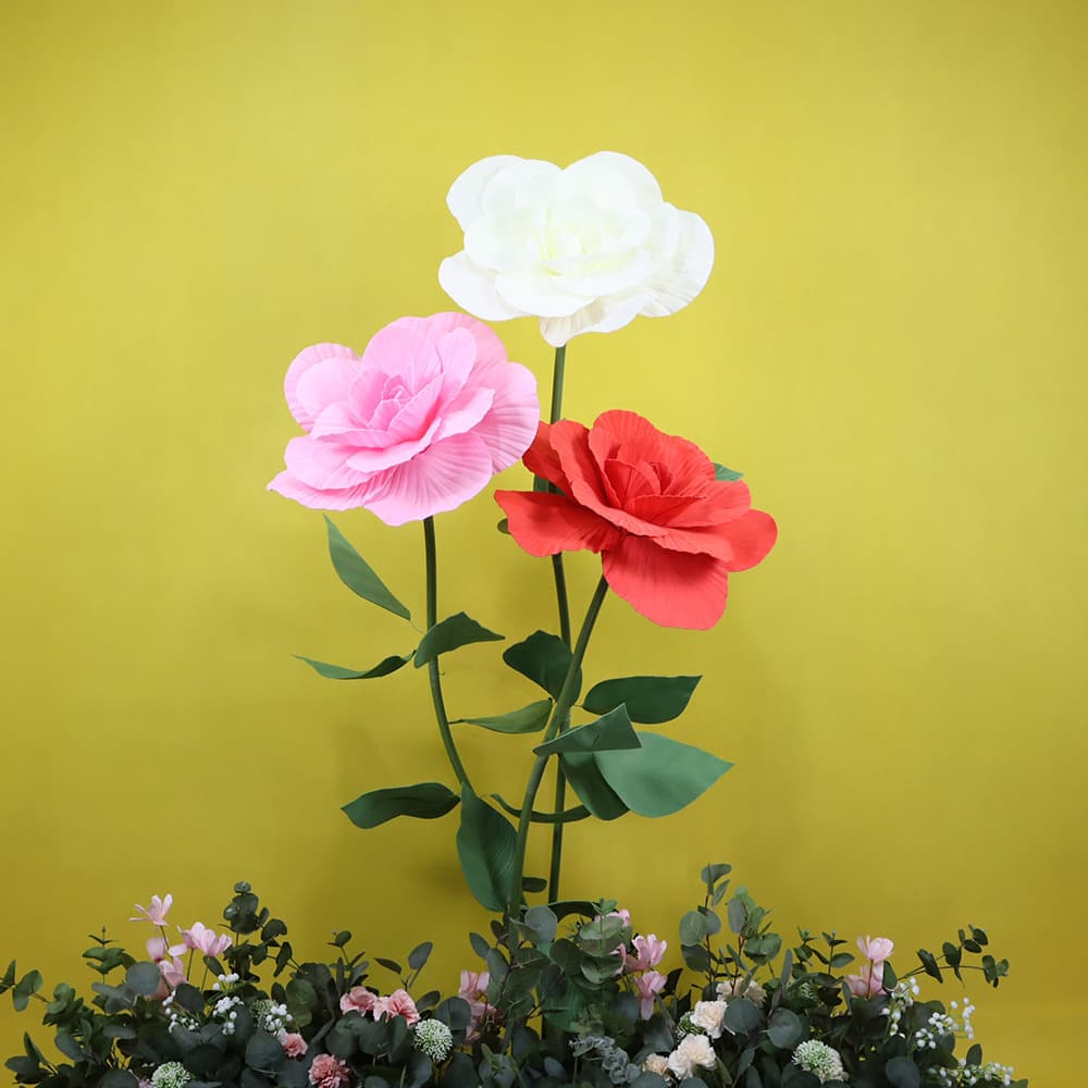 New PE Rose Artificial Flowers for Valentine's Decoration, Wedding Scene Setup, Home Garden Decor, Large Simulation Flowers