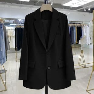 Black Blazer for Women 2026 Fall Casual Loose Korean Style Design Office Blazer Jacket