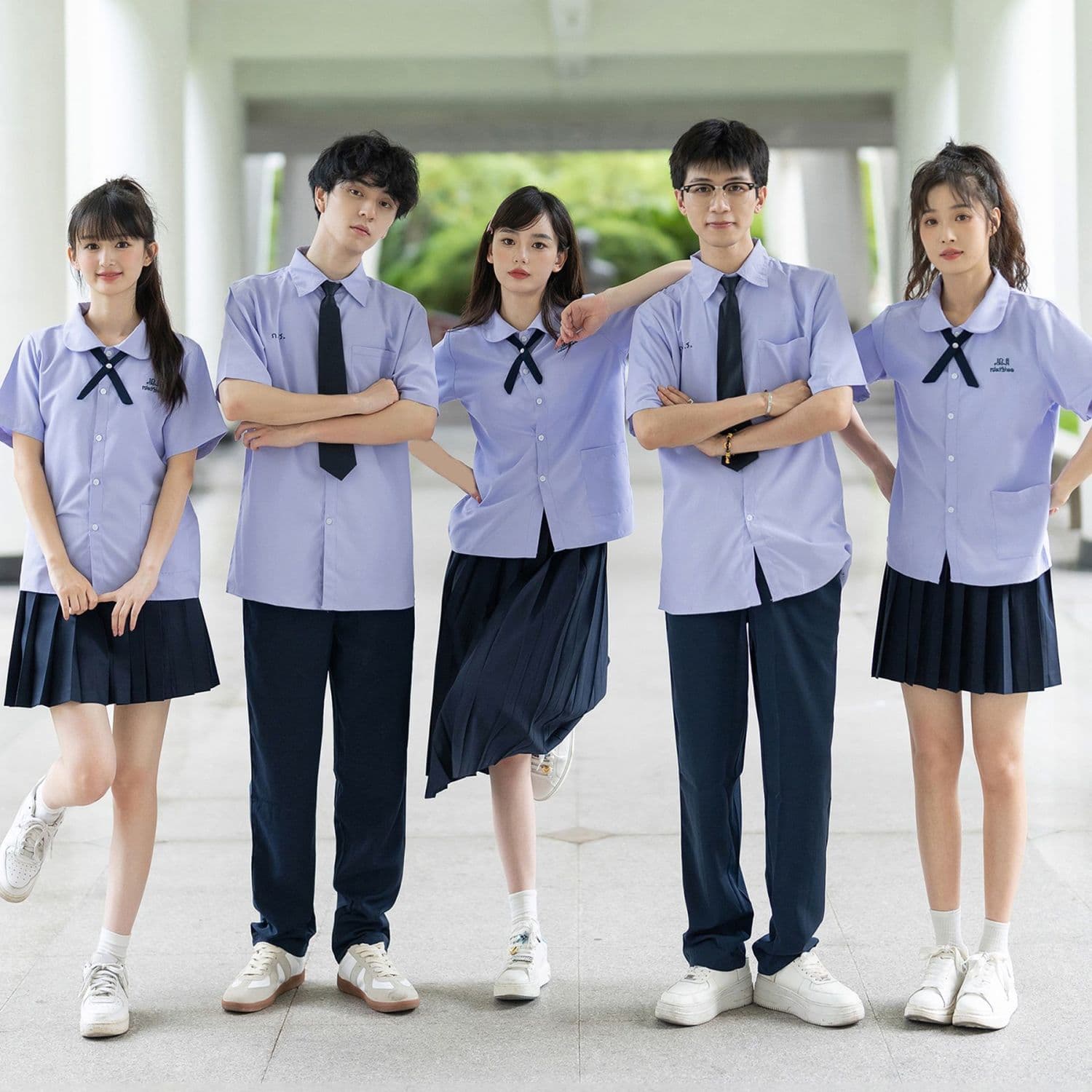 Thai School Uniform Short Sleeve Shirt for Middle and High School Students Class Uniform Set Graduation Season College Style Outfit