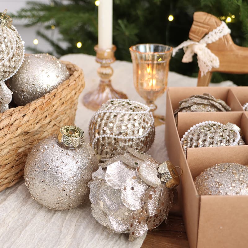 New Cross-Border Handmade Christmas Decoration 8cm Painted Foam Christmas Ball Set Christmas Tree Ornament
