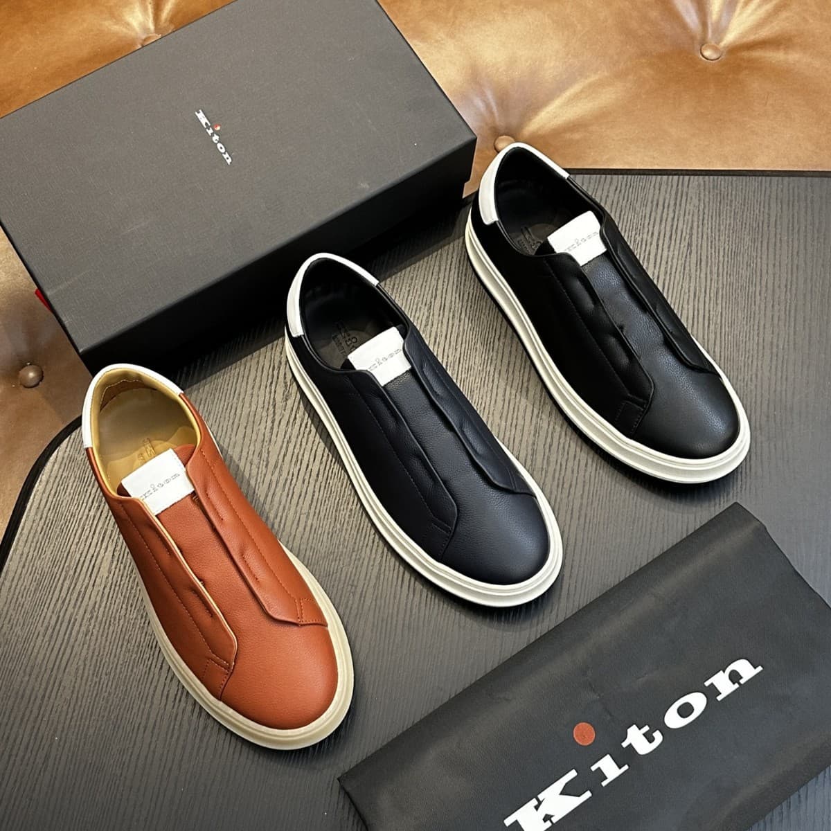 New European Loafer Slip-On Genuine Leather Trendy Brand Fashion Versatile High-End Casual Shoes Custom OEM KT