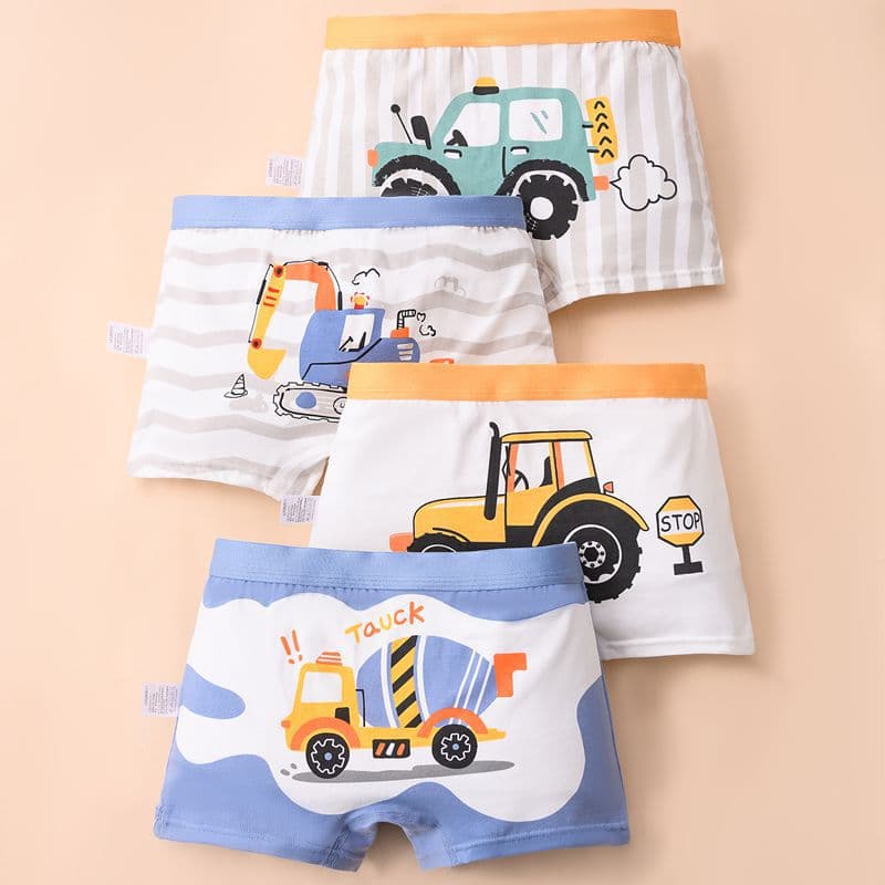 New Class A children's underwear, pure cotton boys' boxer briefs, combed cotton cartoon style, kids' four-corner briefs, student shorts