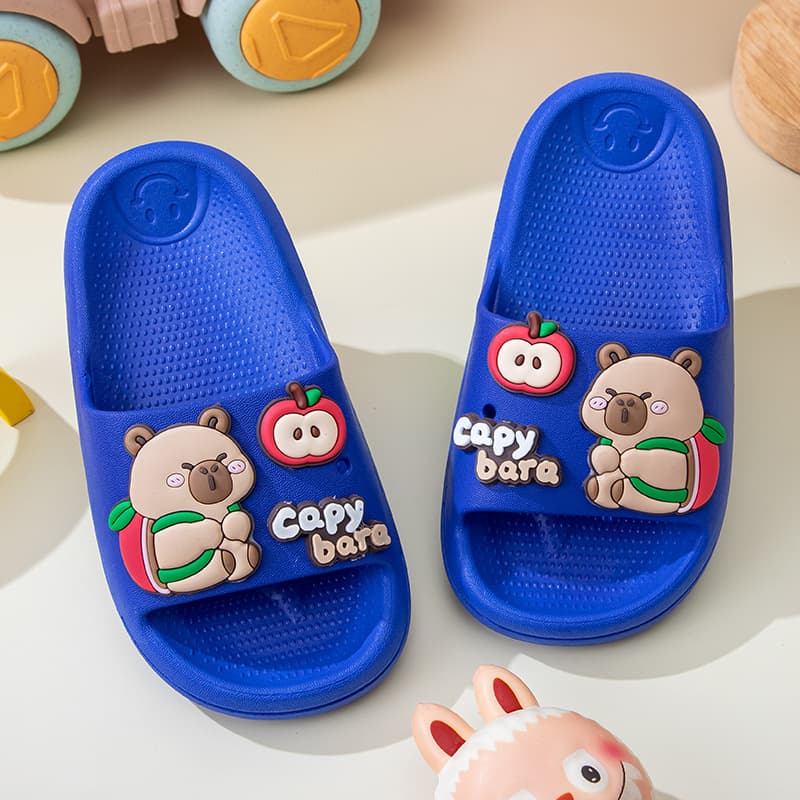 Cartoon Kids Slippers Summer Indoor Outdoor PVC Soft Flat Heel Baby Bathroom Flip Flops Children's Sandals