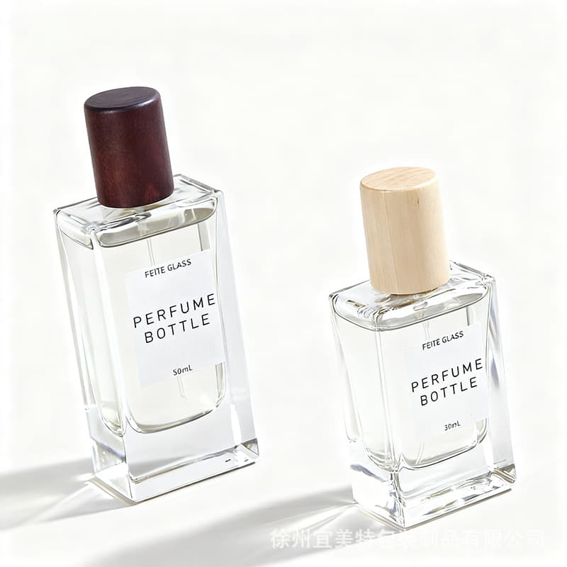 Spot thick-bottomed flat square glass perfume bottle 30ml 50ml fine spray cosmetics packaging bayonet transparent perfume bottle
