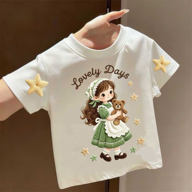 Girls short-sleeved T-shirt 2026 new summer cotton half-sleeved tops children's style half-sleeved clothes girls summer clothes