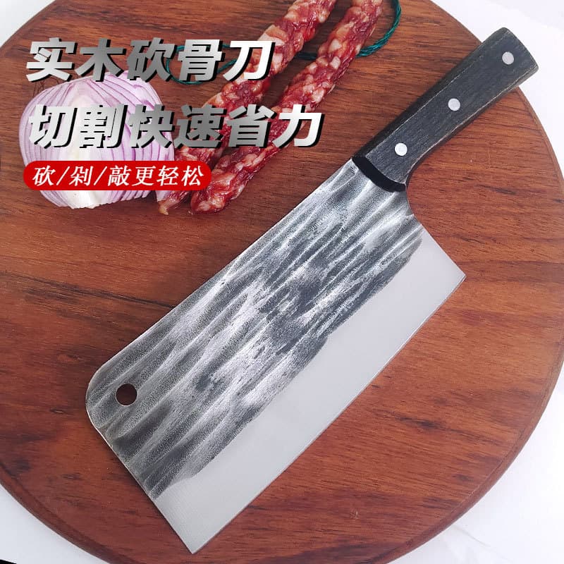 Hot-selling precision-forged steel thick cleaver for heavy bones and pork legs, stainless steel household solid wood handle sharp bone chopping knife