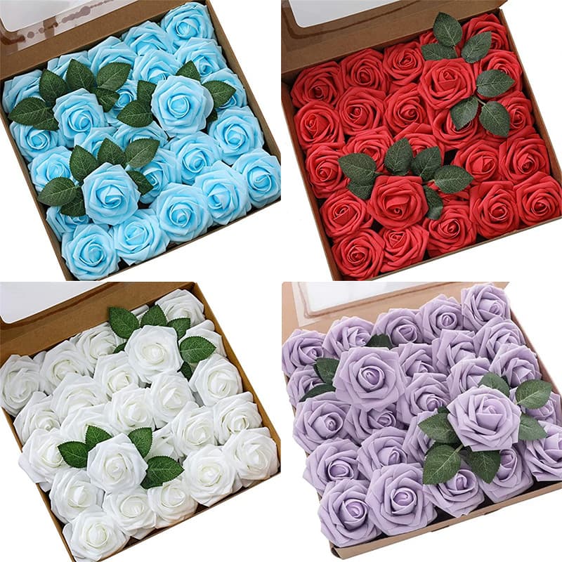 8cm Foam Simulation Rose for Wedding Decoration, Cross-Border Wedding Decoration PE Foam Flower