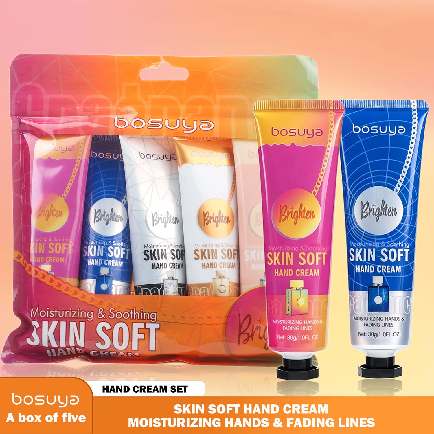 Cross-border exclusive supply of Bosuya perfume hand cream set, hydrating, moisturizing, rejuvenating, anti-drying, anti-cracking, refreshing and non-sticky