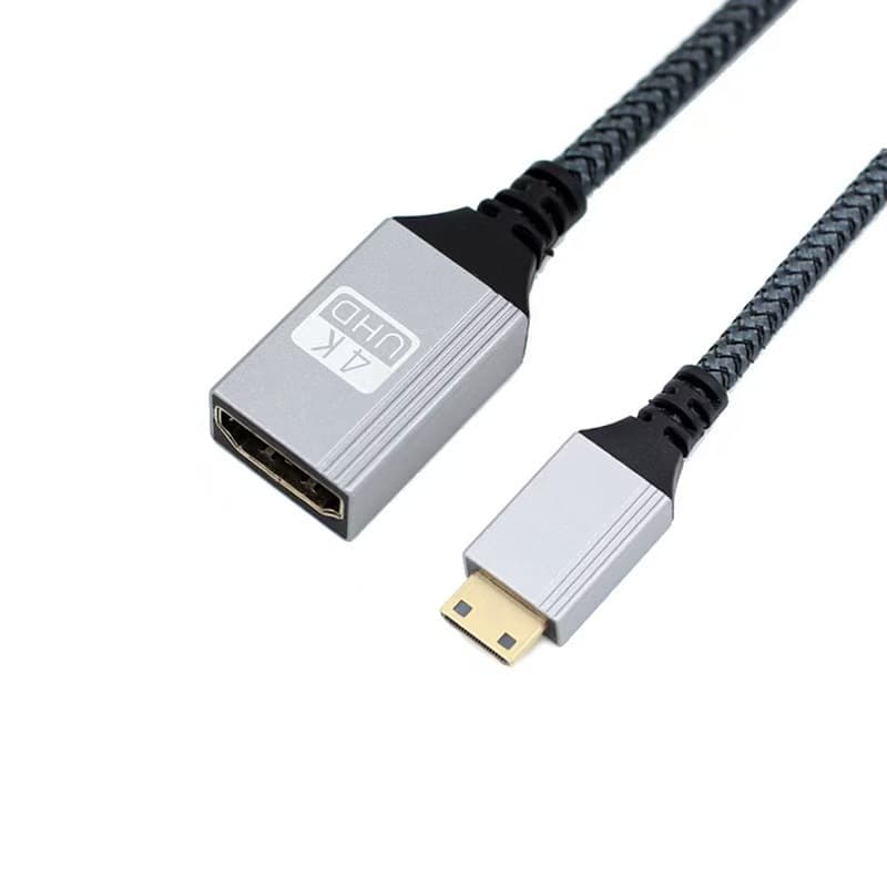 Mini HDMI Male to HDMI Female High-Def Video Data Cable for Cameras, Tablets, DSLRs
