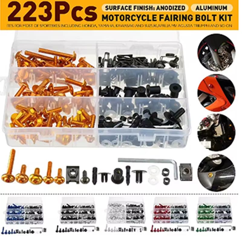 223pcs Motorcycle Fairing Windshield Body Modification Bolts Colorful Fairing Nut Set Screws
