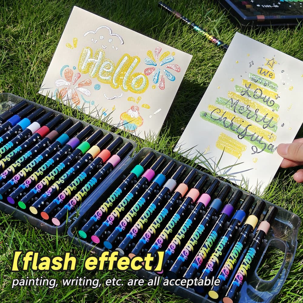 Cross-border Glitter Highlighter Double-Head Set, High-Value Student Art Painting Pen, Key Mark Glitter Marker Pen