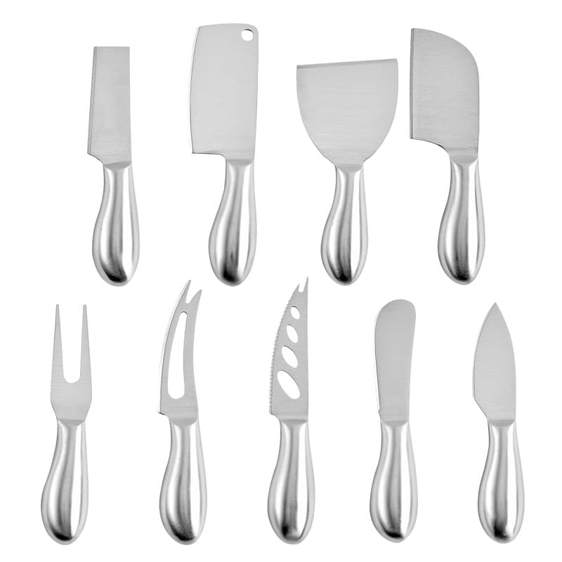 Manufacturer's hollow handle cheese knife set, all stainless steel butter knife, pizza knife, cheese fork, cheesecake knife and fork.