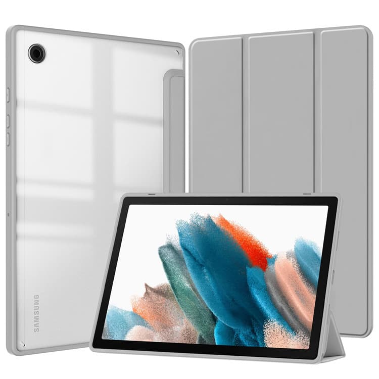 Wholesale Protective Case for Samsung Tab A9 Plus, Acrylic Transparent Trifold Flip Leather Case, Lightweight