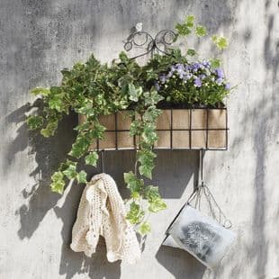Creative Green Plant Iron Art Garden Flower Pot Wall Mount Rack, Gardening Storage Hanging Basket, Garden Balcony Tool Storage Basket