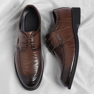 Cross-Border Large Size Men's Business Formal Leather Shoes, Casual Hand-Grain Vintage Lace-Up Shoes, Drop Shipping