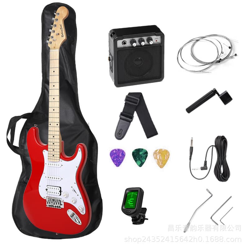 Cross-border ST-style professional electric guitar set for beginners, entry-level with 5W amplifier, musical instrument factory dropshipping