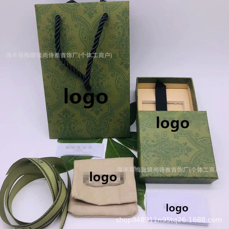 Gujia Gucci Gjia jewelry green full set half-cover packaging box jewelry bag high-end packaging gift box