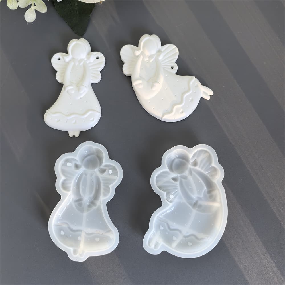 Little Angel Heart Pendant Ornament Mirror Silicone Mold Angel Girl Decoration Gypsum Epoxy Resin Mold