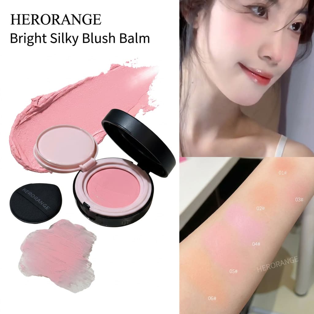 HERORANGE Bright Color Soft Blush Cream Low Saturation Pure Desire Blush Stick Single Color Highlight Natural Nude Blush Mud