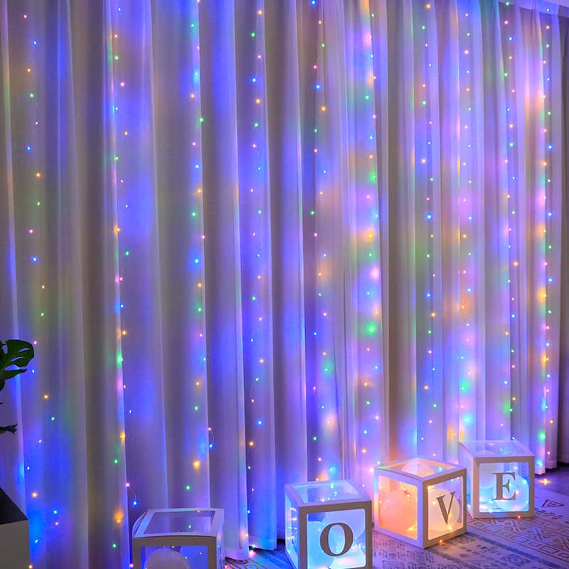 Amazon Bestseller 3*3 Copper Wire Led Curtain Lights Usb Remote Control Functions Ice Bar Lights Christmas Holiday Decoration