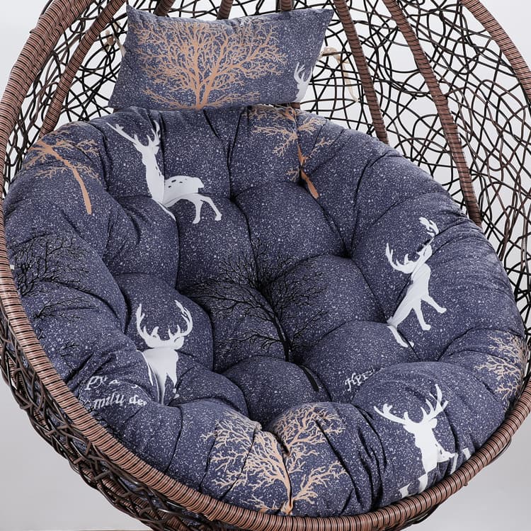 Thickened Hanging Basket Cushion for Swing, Bird's Nest Rattan Chair, Single Hanging Chair Cushion for Bedroom, Removable and Washable Round Cradle Cushion